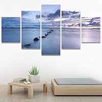 SIGNWIN 5 Panel Canvas Wall Art Modern Art Beach Dramatic Island Landscape Multicolor Photography for Home Decorations Ready to Hang - 60