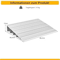 COSTWAY Türschwellenrampe, Rollstuhlrampe Aluminium mit verstellbarem Rampendesign & 317 kg Tragkraft, Bordsteinrampe rutschfest für Rollstuhl, Kinderwagen (13 cm Höhe) – Ansicht 6