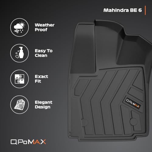Image of Q Po BE6 (MAX) Nov 24- Till Date TPE Car Floor Mat |Anti Slip All Weather Mats for BE6 (Black)
