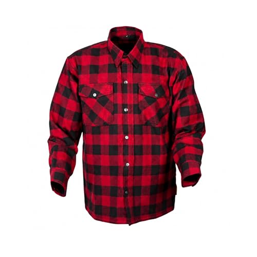 ScorpionEXO Covert Men's Long Sleeve Motorcycle Flannel Riding Shirt with Pockets for Optional CE Rated Armor (Red/Black - LG)