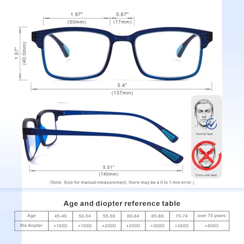 Image of CARA 2 Pack Reading Glasses Men, Super Lightweight Grilamid TR90 Frame for Women Blue Light /UV400 Protection Computer Readers, Black+Blue, 2.0x