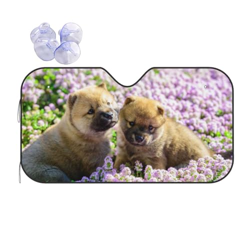 人気犬柄 キャラクター かわいい 車用サンシェード フロントカバー 日よけ 遮熱 遮光 断熱 防熱 夏用 折りたたみ カーズ 車 サンシェード 車用 日除け フロントサンシェード 軽自動車 簡単取り付け M