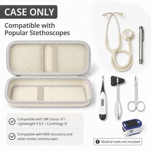 Image of Stethoscope Case for 3M Littmann Classic III Monitoring /Lightweight II S.E /Cardiology IV Diagnostic /for MDF Acoustica Stethoscopes, Holder for Nurse Doctor Essentials & Medical Accessories, Cream