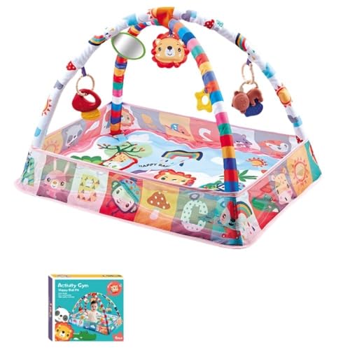 Catonlifer ベビープレイジム ベビー カーペット マット ボール付き 教育ラック おもちゃ,感覚の探求と運動能力の発達 寝かしつけ用おもちゃ 知育おもちゃ ベビーラグ 遊びマット 敷マット 感覚刺激 早期教育、 ボールプールに変身 長く遊べる コ