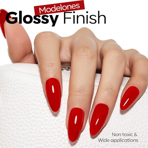 Image of modelones Ruby Red Gel Nail Polish 15ML, Hema Free Summer Soak-Off UV Gel Polish - 28+Days Long-Lasting Nail Art DIY Manicure Kit Home Salon Women Gifts