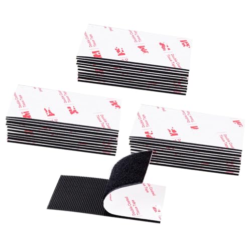 Image of Hook and Loop Tape 2in x 4in x 30 Pairs, Heavy Duty Adhesion Strip, Slef Adhesive Interlocking Tape, Back Adhesive Mounting Strips, Reclosable Sticky Back Interlocking Nylon Picture Hanging Strips