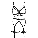 Body Harness Full for Women Garter Belts Set Strappy Lingerie Punk Gothic Elastic Adjust Bodysuit Pa
