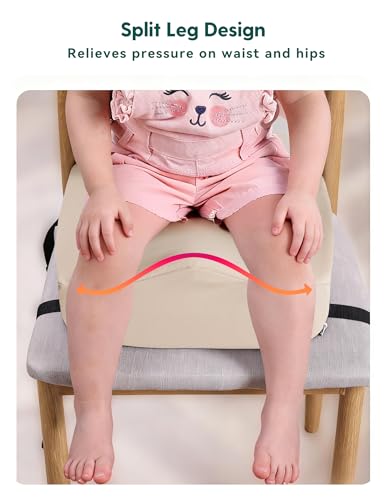 Image of Babelio Ergo-Designed Booster Seat for Kitchen Chair, Promote Proper Upright Posture, Toddler Booster Seat for Dining Table, Suitable for 18 Months to 5 Years, Stain-Resistant Faux Leather, Beige