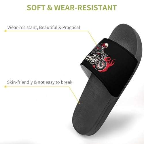 A Skull on Motorcycle Flames Non Slip Slides Sandals for Women Men Quick Drying Shower Shoes for Bathroom Pool Beach3