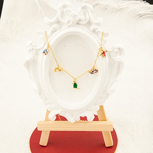 14K Gold Plated Cubic Zirconia Dinosaur Necklace for Women, Animal Gold Pendant Necklace Dainty Crystal Layered Necklace Chain Birthday Gift Jewelry3