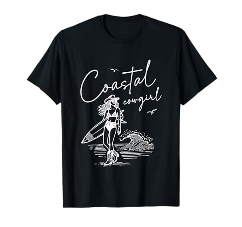 Coastal Cowgirl Surfing Waves Beach Adventure T-Shirt
