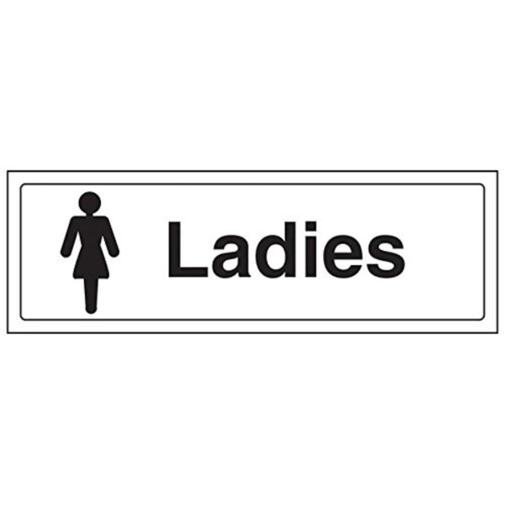 V Safety Ladies Toilet Door Sign - 300mm x 100mm - 1mm Rigid Plastic