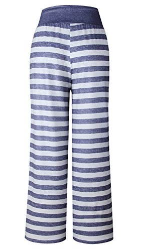 Image of AMiERY Women's Comfy Casual Pajama Pants Floral Print Drawstring Palazzo Lounge Pants Wide Leg