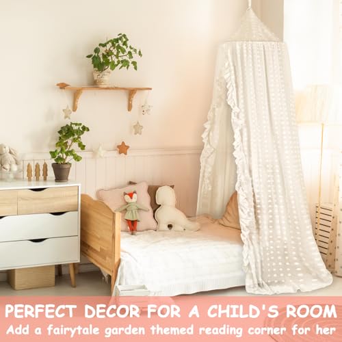 Image of Princess Bed Canopy for Girls - Crib Canopy for Bed - Mosquito Net for Bed, Kids Bed Canopy with Princess Room Decor for Girls Bedroom,Children's Reading Room Decor (Beige)
