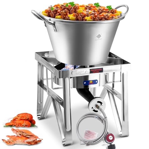 ARC Stainless Steel Mexican Cazo Para Carnitas With 200,000 BTU Propane Stove,Great for Carnitas, Braising, Seafood Boiling, Inoxidable Wok comal Fry,For Outdoor Cooking (41QT)