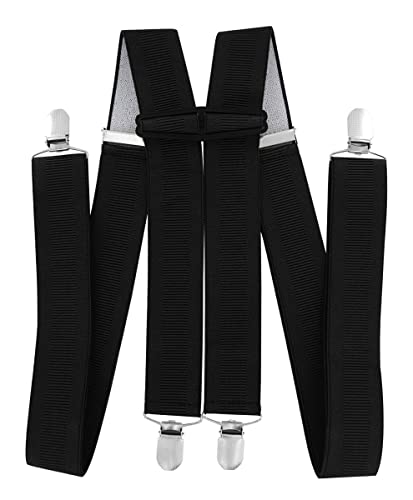 axy Herren Hosenträger 4 Stabile Clips H-Form 3,5cm Breit verstellbar und elastisch Hochwertig HTB35 (Schwarz)
