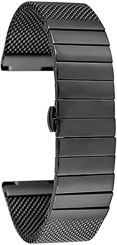 Sangle en acier inoxydable de 18mm à 24mm avec boucle papillon pliable