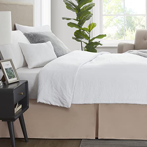 Image of Nestl Taupe Full XL Bed Skirt - Full XL Size Bed Skirt 14 Inch Drop - Brushed Microfiber Bed Skirts - Hotel Quality Pleated Bed Skirt - Shrinkage & Fade Resistant