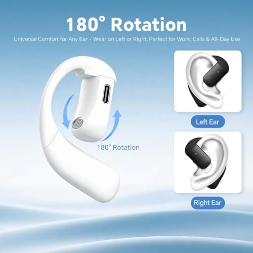 Single Bluetooth One Ear Earbud Open Ear Bud Air Conduction Earbud Earless Out of Ear Headphones Bluetooth Wireless Earpiece with Earhook OWS Open Ear Bud Wireless Ear Hanging Bluetooth Headset by Xmenha - Used condition - Image 3