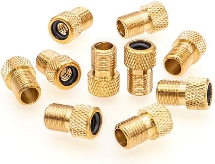 MEAJOO 2PCS Brass Presta Valve Adapter, Convert Presta to Schrader Adaptor, Inflate Tire Using Standard Pump or Air Compressor for Bikes, Motocycle and Cars(Reticulated Grain Style) — view 6
