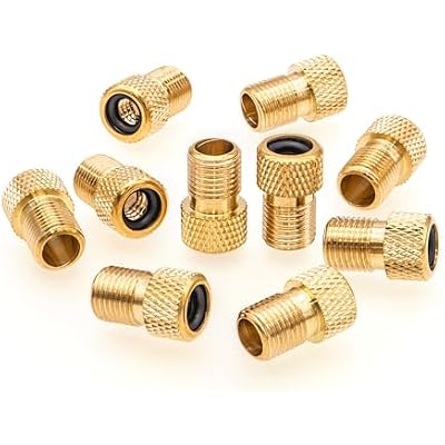 2PCS Brass Presta Valve Adapter, Convert Presta to Schrader Adaptor, Inflate Tire Using Standard Pump or Air Compressor for Bikes, Motocycle and Cars(Reticulated Grain Style)