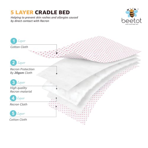 Image of Premium Swing Cradle Set | Hanging Swing Cradle, Removable 5-Layer Padded Bed & Mosquito Net | Up to 15 kg | Light Pink Dot