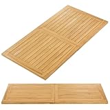 Tangkula 55” x 27.5” Wooden Tabletop, Slatted Table Top Board Split in 2 Square, Indoor Outdoor Rectangle Teak Wood Panel for Dining Table, Side Table (55” x 27.5”)