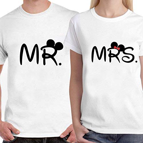 Limit Fashion Store - Mr and Mrs Unisex Couple Tshirt for Men and Women Printed Casual Wear and Regular Fit T Shirt Valentine Gift for Husband and Wife