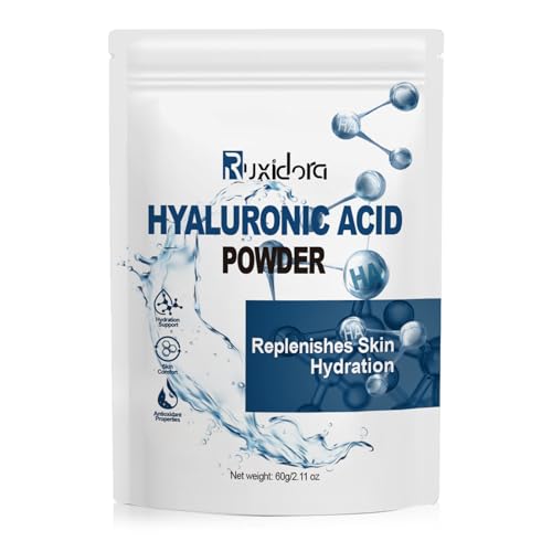 Hyaluronic Acid Powder for Skin,Low-Molecule Hyaluronic Acid Serum Powder,Skin Hydration and Moisture Support Supplements,Water Soluble Moisturizing Ingredient for DIY Facial Serum-60g
