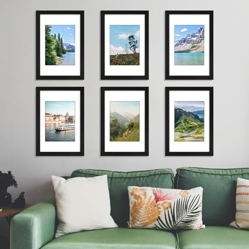 decorUhome 8x12 Picture Frame, Display Pictures 6x8 with Mat or 8x12 without Mat, Wall & Tabletop Display Photo Frame, Black, 1 Pack