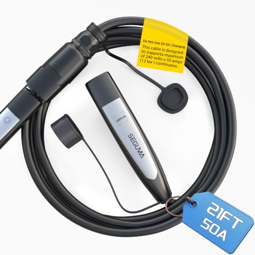 SEGUMA Tesla�����P�[�u���A50A 21FT 240V NACS EV�[�d�R�[�h | 12KW NACS �����R�[�h Tesla�E�H�[���R�l�N�^�A�f�X�e�B�l�[�V�����`���[�W���[&���o�C���R�l�N�^�p�A�X�[�p�[�`���[�W���[��Ή�