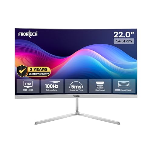 Image of FRONTECH 22-inch (55.88cm), LED, FHD 1920x1080,100Hz, White, 3500R Curved, Bezel Less Design, HDMI & VGA Ports Monitor (MON-0079C)