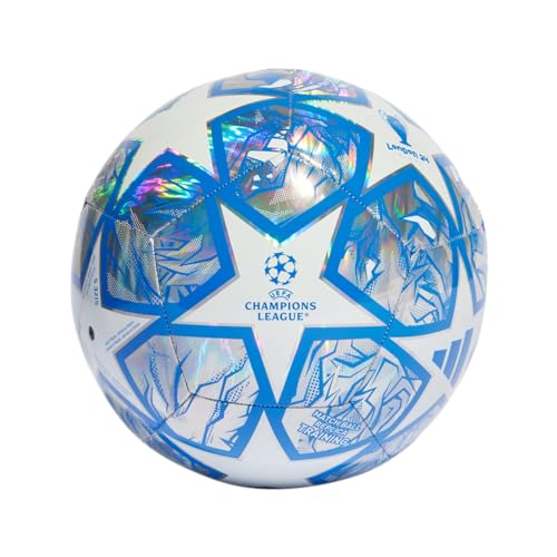 adidas Unisex-Adult UCL Training Hologram Foil Soccer Ball, Silver Metallic/White/Glory Blue, 5