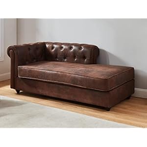 Vente-unique – Chesterfield chaise longue – Hoek rechts – SHIREL van microvezel met lived-in leeraspect