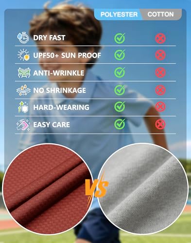 Image of MIVEI Kids' Performance School Uniform Polo Shirt Breathable UPF50+ | Youth Boys Girls Short Sleeve Golf Collared Shirts Grid Dry Fit Wrinkle Free Stretch Lightweight Cool Athletic Button Dress
