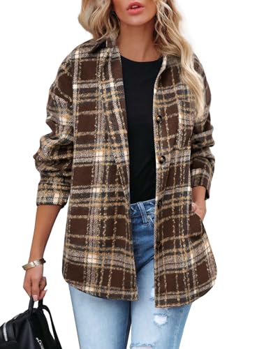 Beaully Womens Fall Outfits Fashion Clothes Shackets Flannel Plaid Button