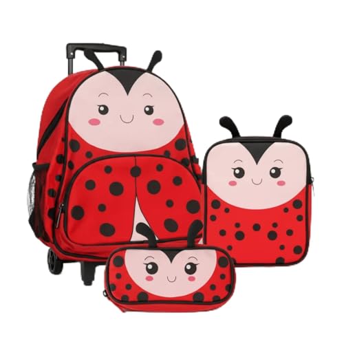 Kit Mochila Estojo Lancheira Infantil Rodinhas Reforçada