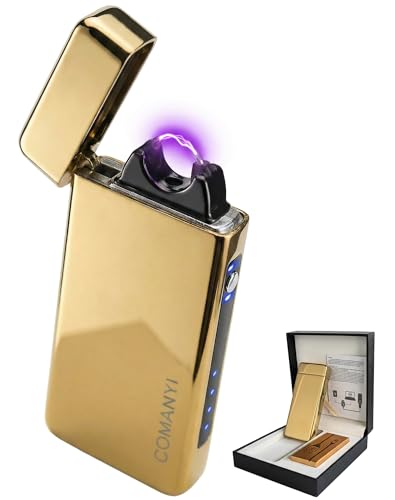 Encendedor eléctrico recargable USB plasma dorado miniatura 1