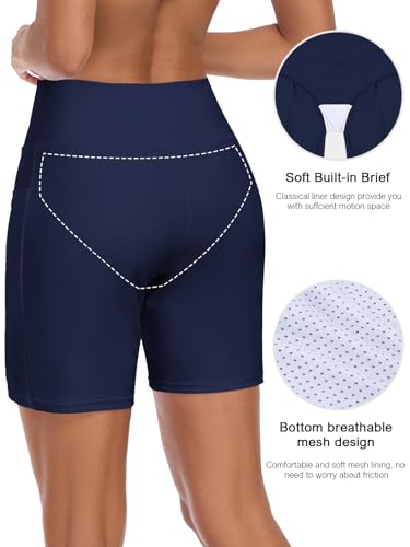 Ocean Blues Women's 7" Board Shorts with Liner Quick Dry High Waisted Swim Shorts3