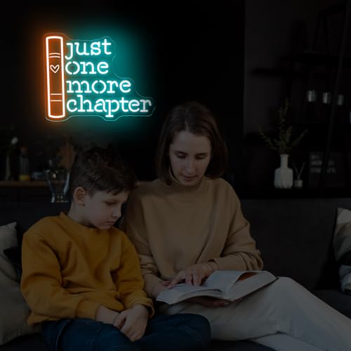 Image of Just One More Chapter Neon Sign, Book Lover Gift, Book Room Decor, Custom Neon Sign, Gifts for Bookworms, Bookish Reader Sign, Book Wall Art, 16.5 inchx13 inch