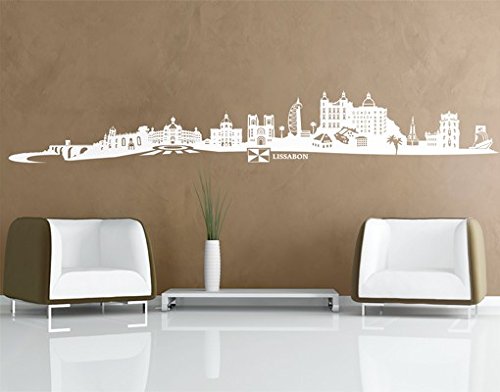 mantiburiWall Decal no.MW110 Skyline Lisbon, Colour:Light Gray;Dimensions:60cm x 374cm