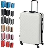 Koffer Hartschalenkoffer Trolley Kofferset Reisekoffer M-L-XL-Set HT Series (Weiss, M)
