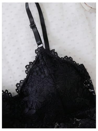 OYOANGLE Girl's 2 Pack Floral Lace Bralette V Neck Scallop Trim Padded Cami Training Bras3