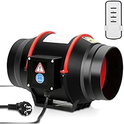Ventilador Con Termostato Para Chimenea Randaco Ventilador tubular de 150 mm con mando a distancia, regulador de 2 velocidades, ventilador en línea de 540 m³/h, para baño, invernadero, carpa de jardín, garaje (1 pieza)