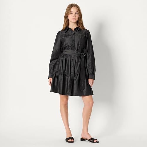 Image of Amazon Essentials Women's Regular-Fit Denim Chambray Long-Sleeve Dress