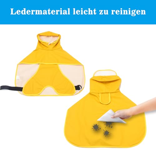 WUFANC Hunderegenmantel, Regenmantel Hund Wasserdicht mit Transparenter Kapuze, Regenjacke Hund mit Reflektierende Elemente, Verstellbarer Hals und Bauch, für Große, Mittelgroße und Kleine Hunde