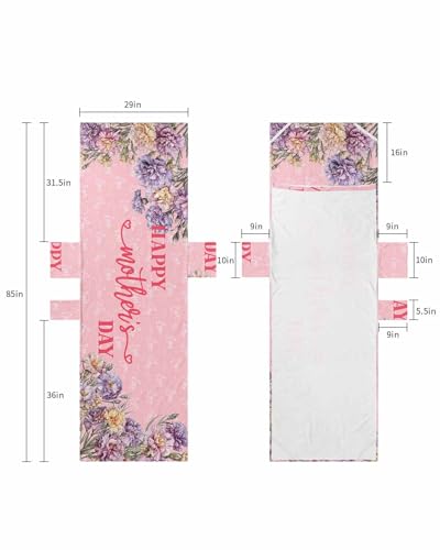 Happy Mother's Day Beach Lounge Chair Towel Cover, Soft Chaise Lounge Towel with Side Pockets Patio Pool Chairs Cover for Beach/Pool Sunbathing 29x85 Pink Love Heart Purple Spring Floral