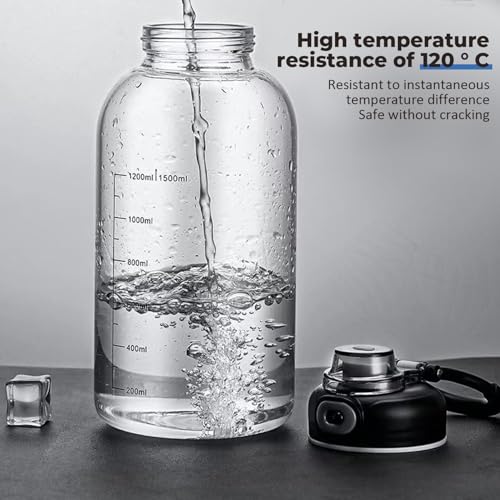 Botella de agua de vidrio de 64 onzas con infusor de té y funda 7