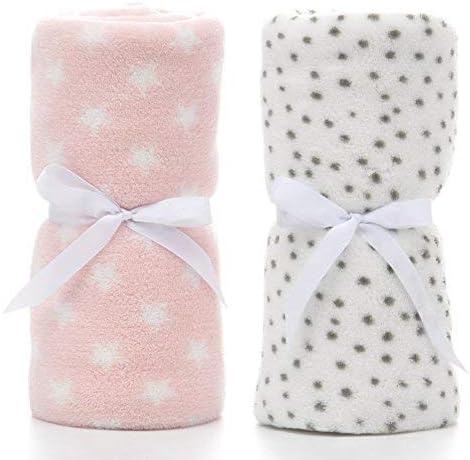 LeerKing Baby Blankets Soft Fleece 2 Pack Receiving Blanket for Boys and Girls Infant Toddler Flannel Newborn Toddler Swaddle Throw Blankets 30"x 40" Pink + White - Image 3