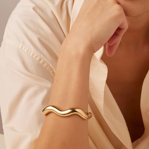 6 Pcs Chunky Bangle Bracelet for Women Open Gold Wide Wrist Irregular Acrylic Resin Bangles Bracelets Trendy Stackable Cuff Jewelry2